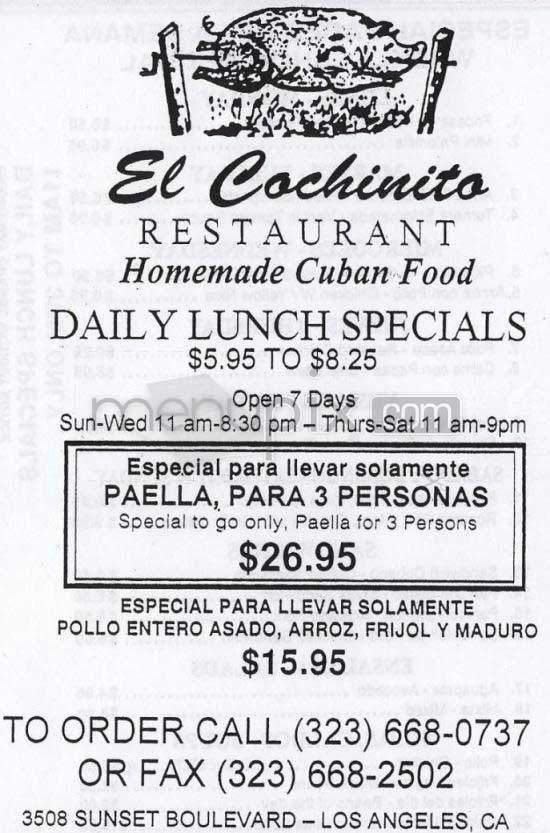 El Cochinito - Los Angeles, CA menu_pic