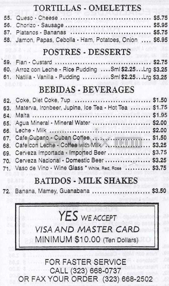 El Cochinito - Los Angeles, CA menu_pic