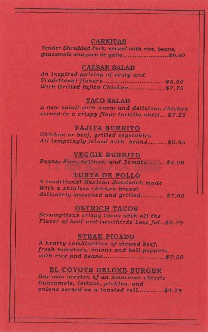 El Coyote Mexican Cafe - Los Angeles, CA menu_pic
