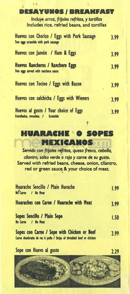 El Guero Restaurante - Pasadena, CA menu_pic