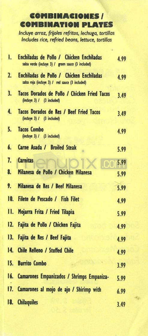El Guero Restaurante - Pasadena, CA menu_pic