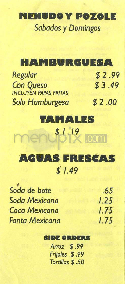 El Guero Restaurante - Pasadena, CA menu_pic