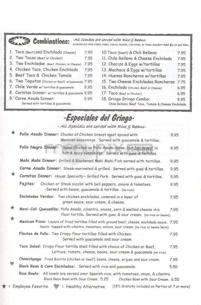 El Gringo Manhattan - Manhattan Beach, CA menu_pic
