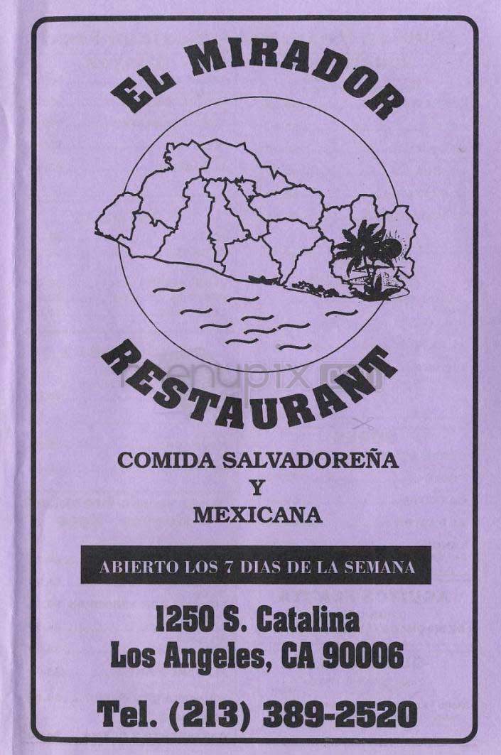 El Mirador - Los Angeles, CA menu_pic