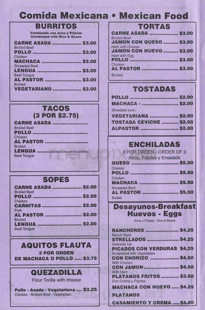 El Mirador - Los Angeles, CA menu_pic