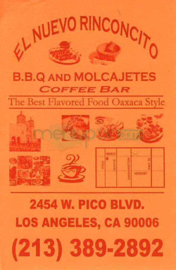 El Nuevo Rinconcito - Los Angeles, CA menu_pic