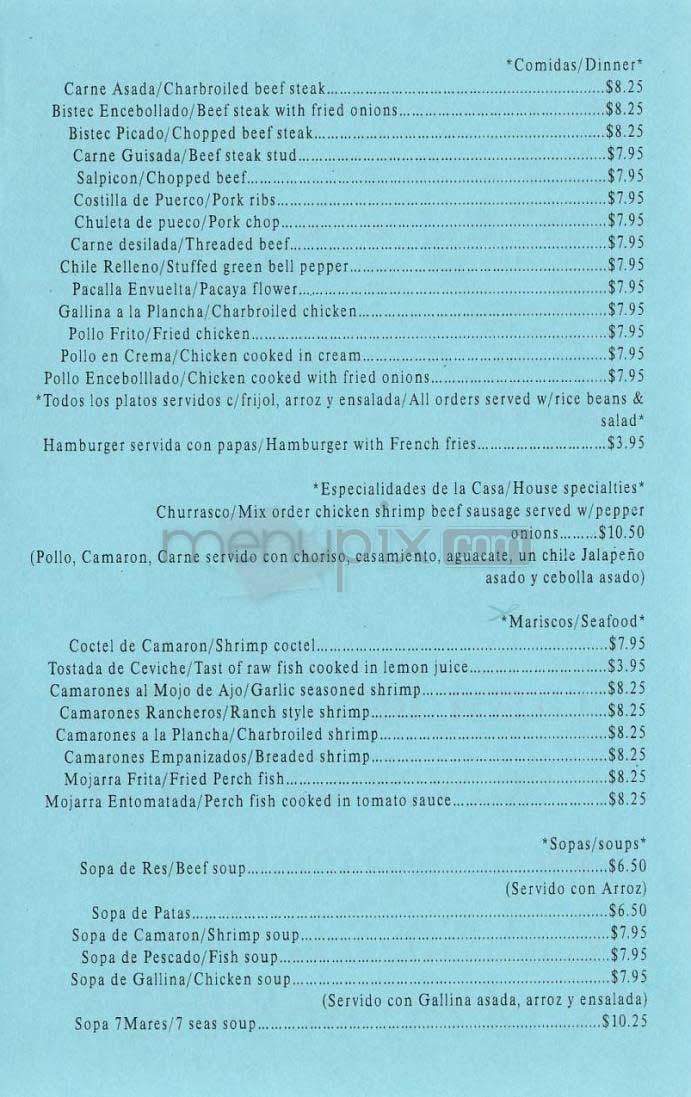 El Pajonal - Los Angeles, CA menu_pic