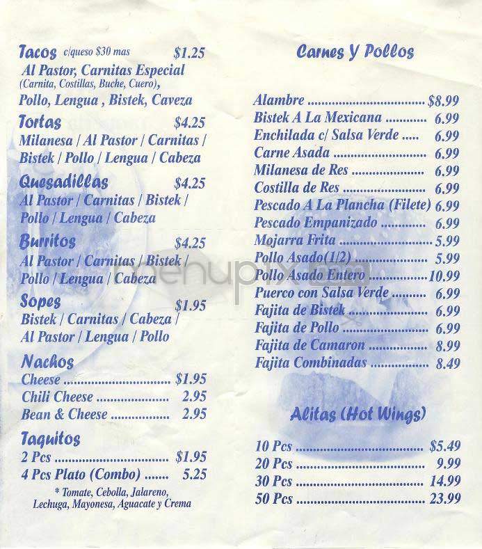 El Pastor - Los Angeles, CA menu_pic