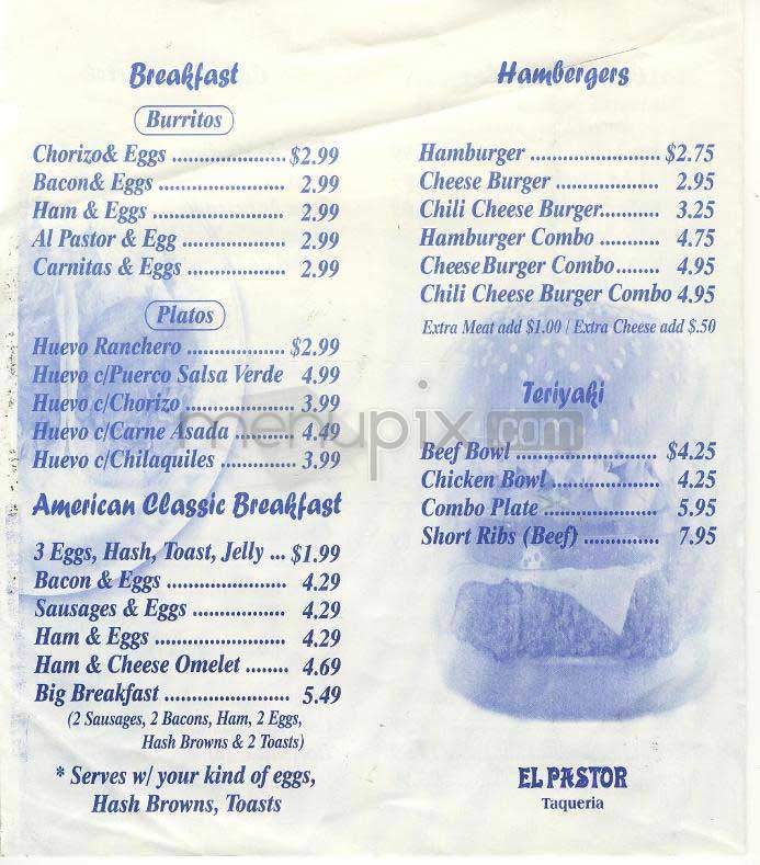 El Pastor - Los Angeles, CA menu_pic