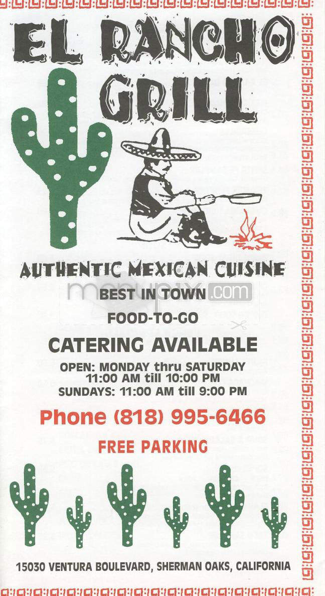 El Rancho Grill - Sherman Oaks, CA menu_pic