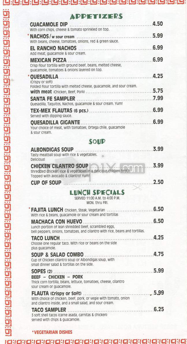 El Rancho Grill - Sherman Oaks, CA menu_pic