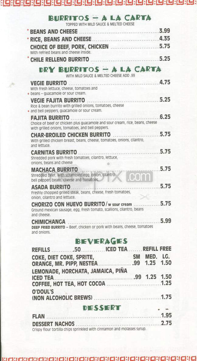 El Rancho Grill - Sherman Oaks, CA menu_pic