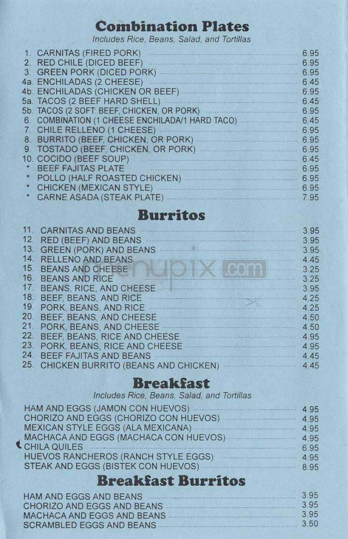 El Rancho - Los Angeles, CA menu_pic