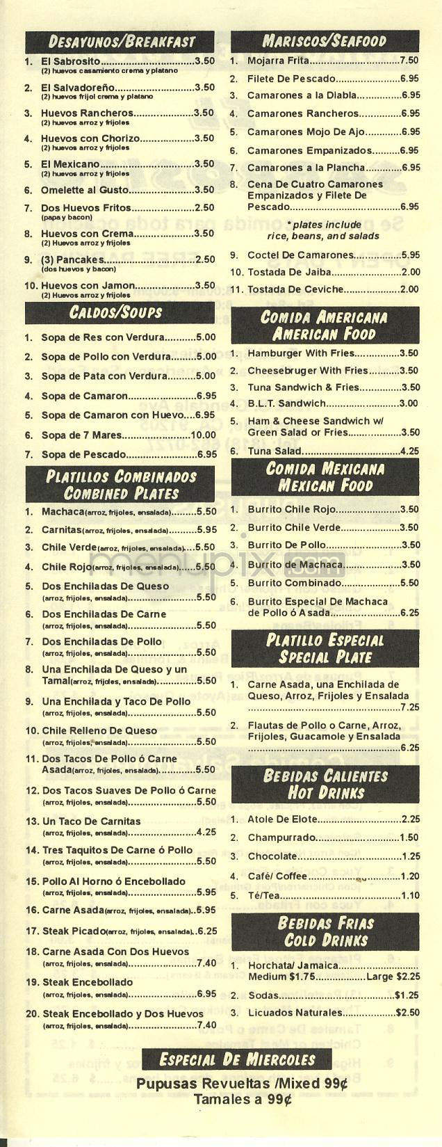 El Sabrosito - Glendale, CA menu_pic