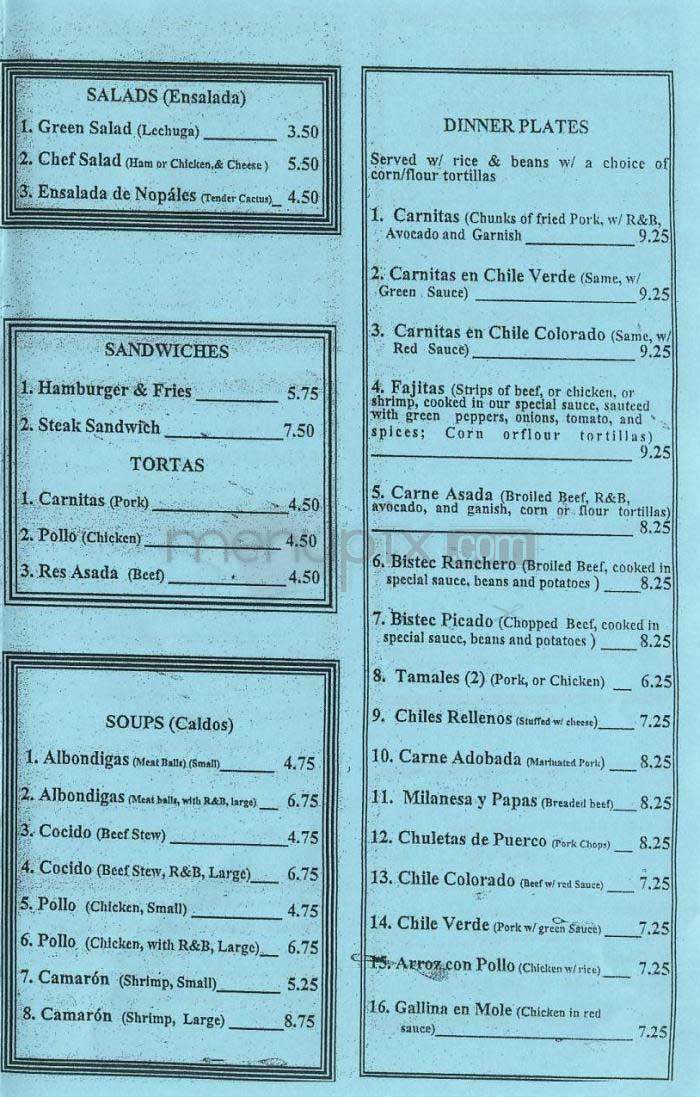 El Sarape - Los Angeles, CA menu_pic