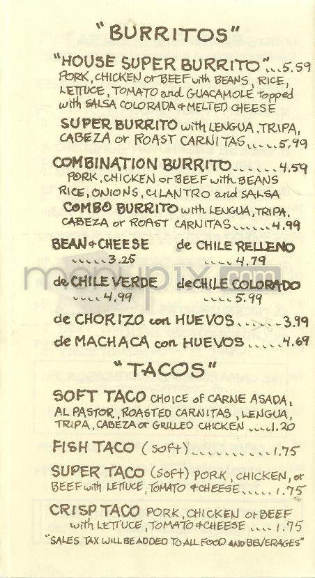 El Super Burrito - Pasadena, CA menu_pic