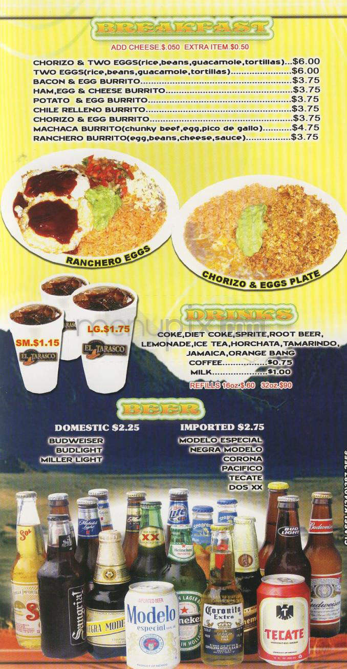 El Tarasco - Venice, CA menu_pic