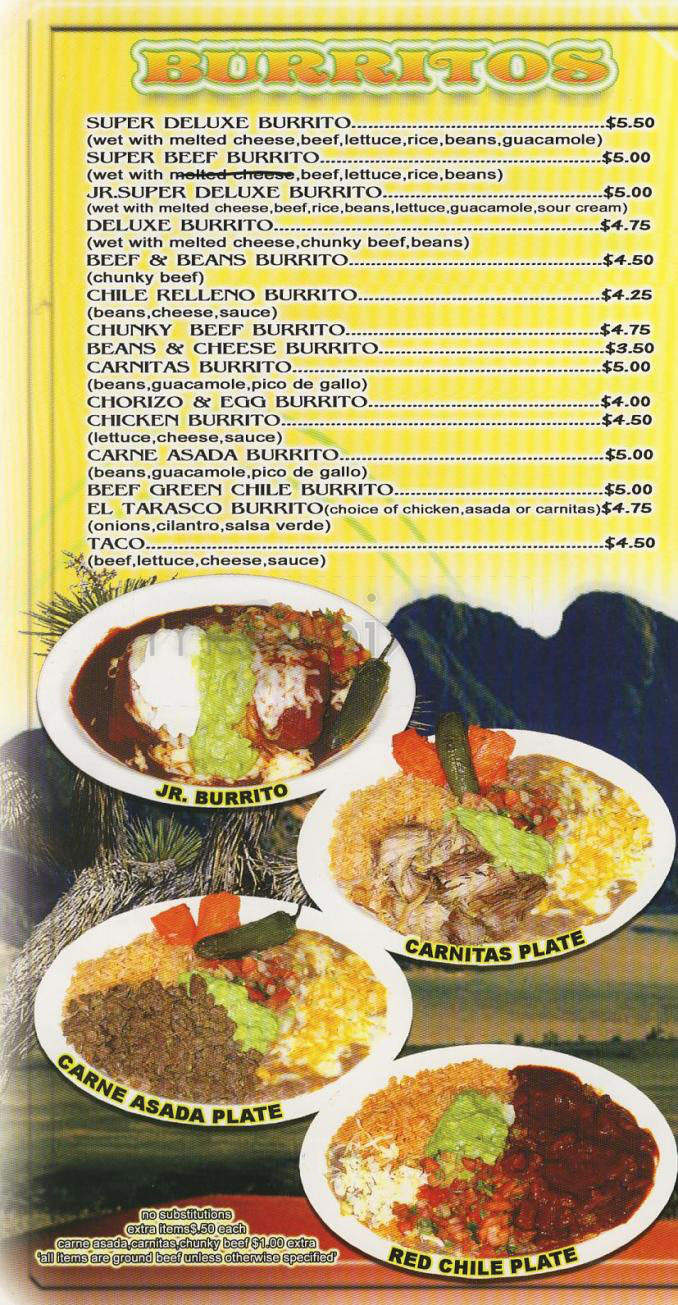 El Tarasco - Venice, CA menu_pic