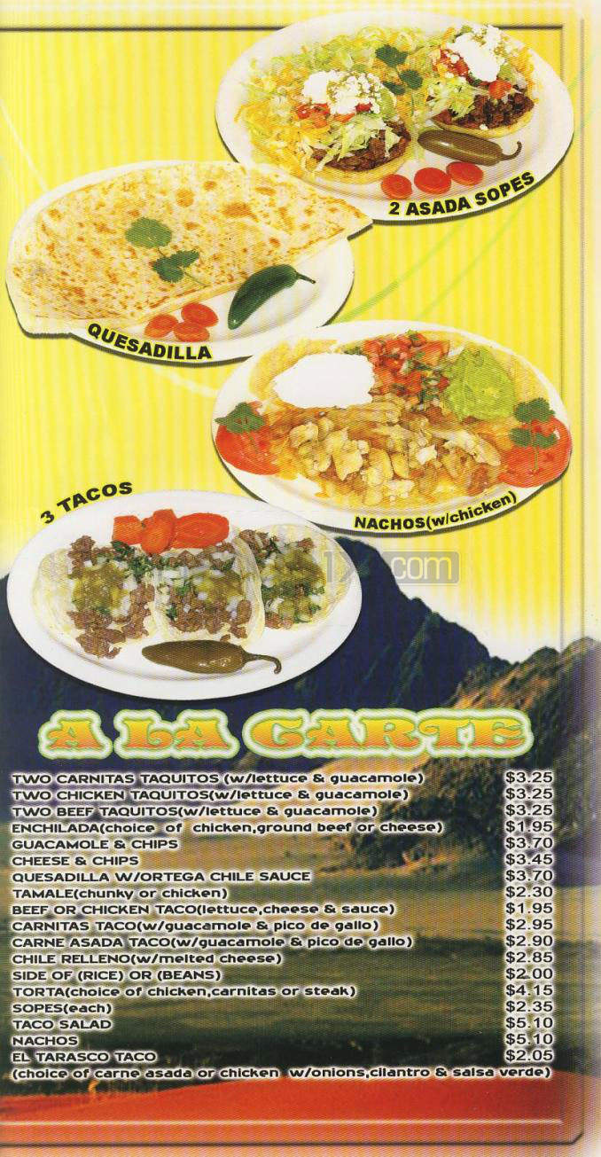 El Tarasco - Venice, CA menu_pic