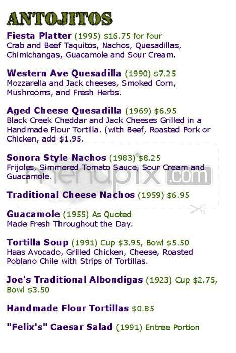 El Cholo - Los Angeles, CA menu_pic
