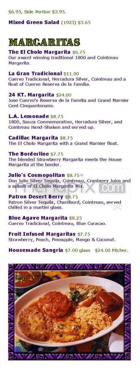 El Cholo - Los Angeles, CA menu_pic