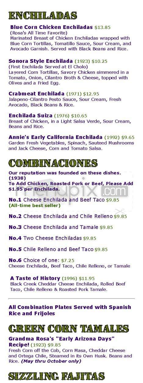 El Cholo - Los Angeles, CA menu_pic