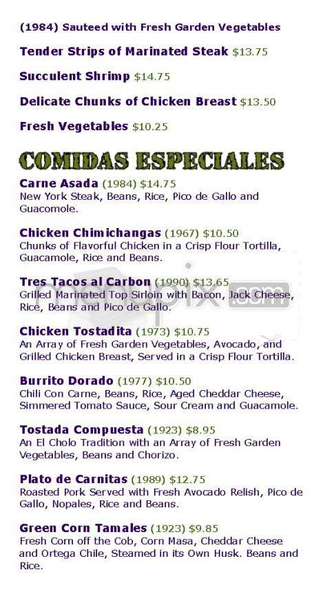 El Cholo - Los Angeles, CA menu_pic