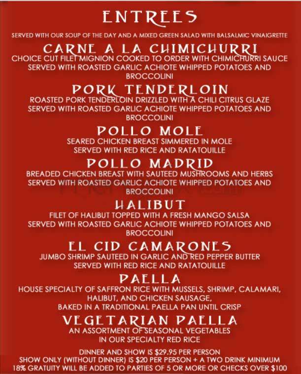 El Cid Show - Los Angeles, CA menu_pic