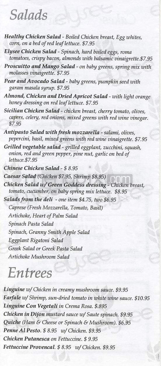 Elysee Bakery & Cafe - Los Angeles, CA menu_pic