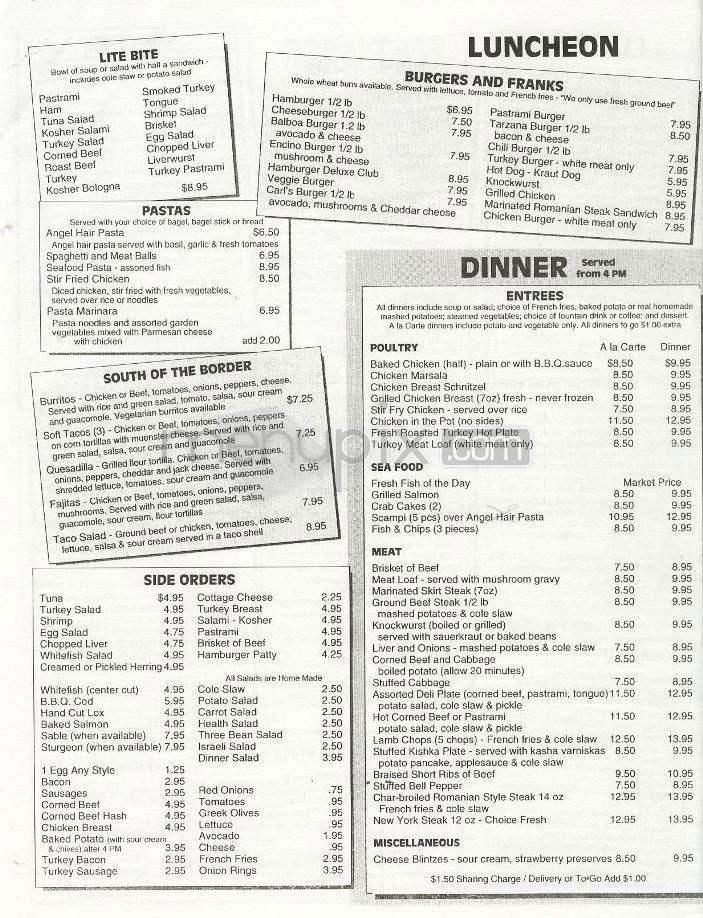Encino Deli & Restaurant - Encino, CA menu_pic