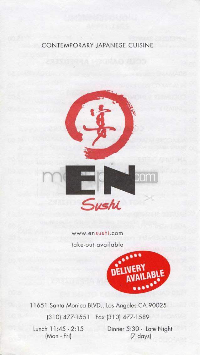 En Sushi - Los Angeles, CA menu_pic