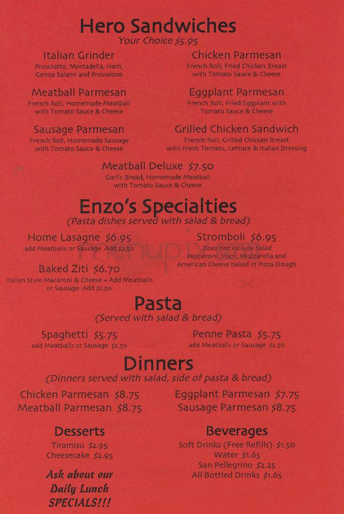 Enzo's Pizzeria - Los Angeles, CA menu_pic