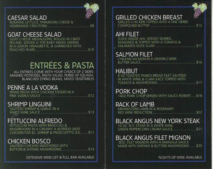 E's Martini Lounge - Pasadena, CA menu_pic