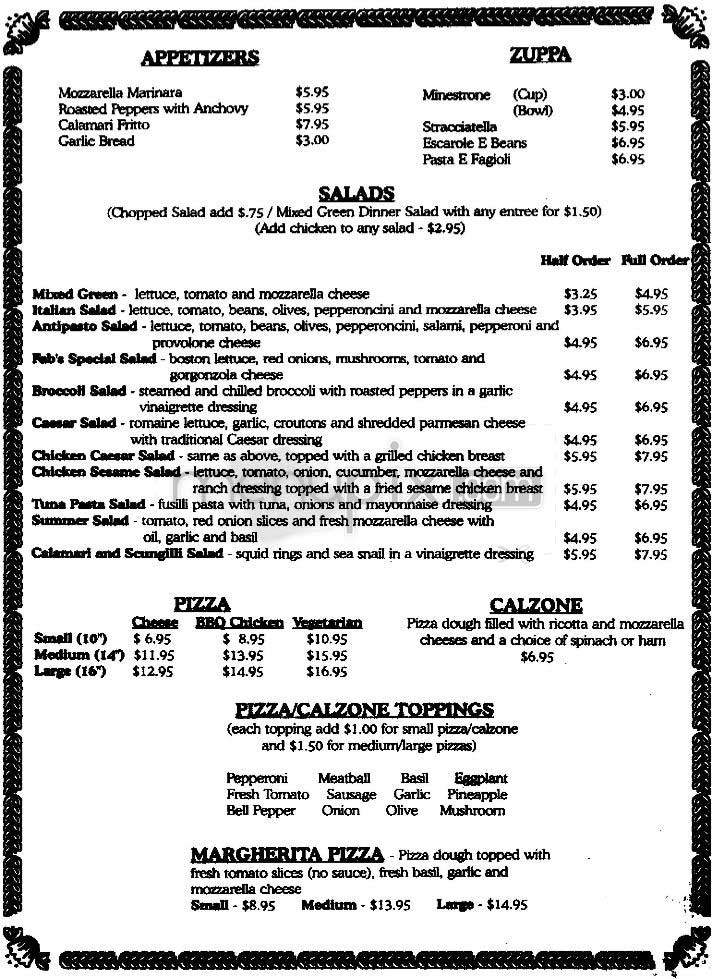 Fabs Corner Cucina - Sherman Oaks, CA menu_pic