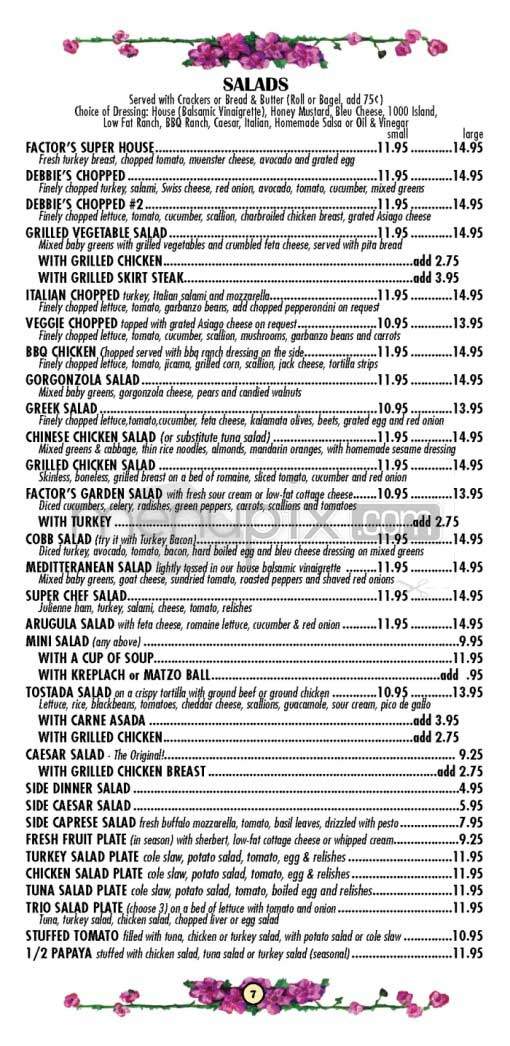 Factor's Famous Deli - Los Angeles, CA menu_pic
