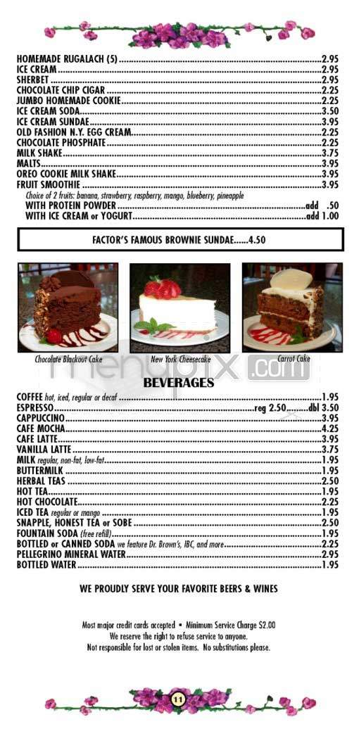 Factor's Famous Deli - Los Angeles, CA menu_pic