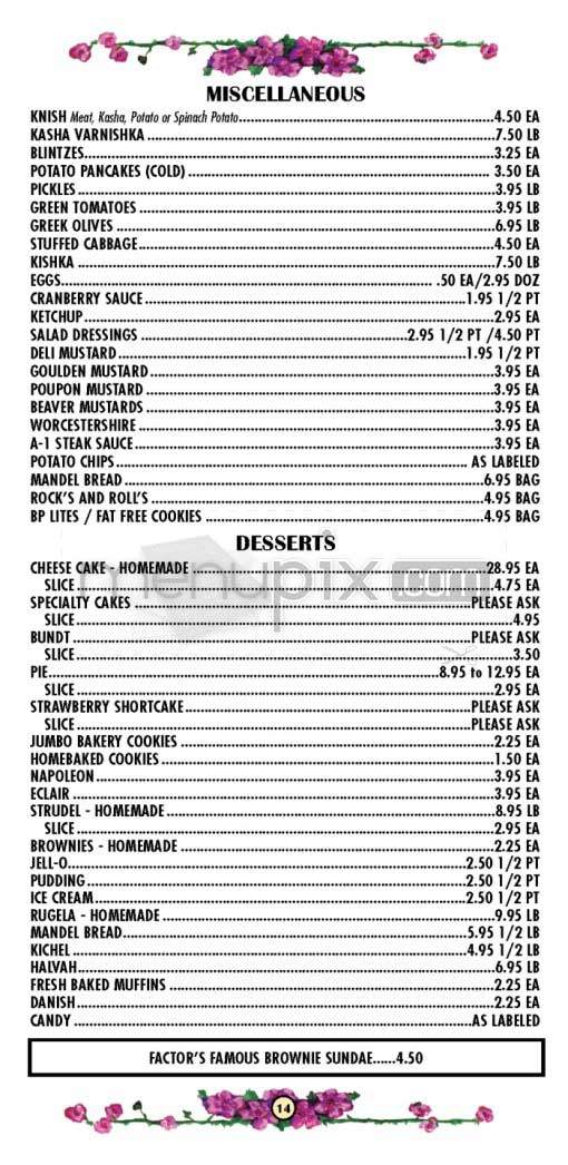 Factor's Famous Deli - Los Angeles, CA menu_pic