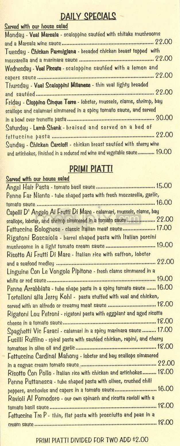 Far Niente Ristorante - Glendale, CA menu_pic
