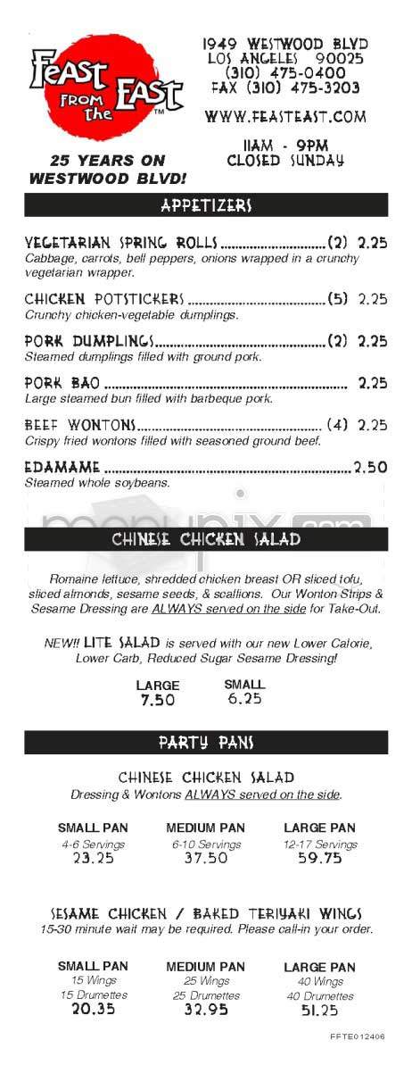 Feast From The East - Los Angeles, CA menu_pic