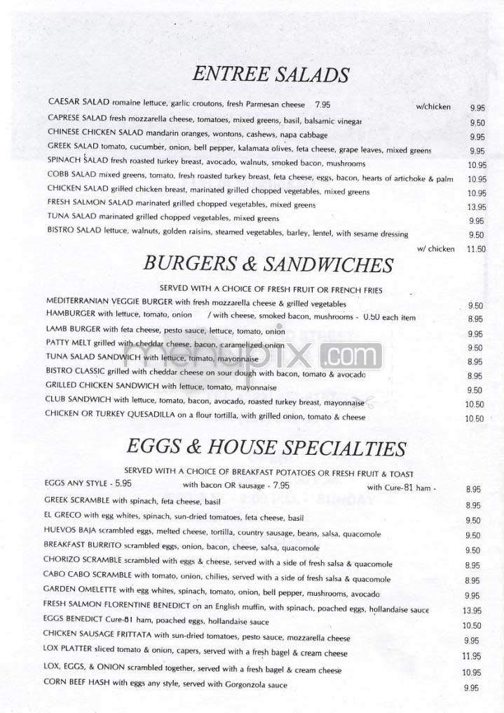 Fiddler's Bistro - Los Angeles, CA menu_pic