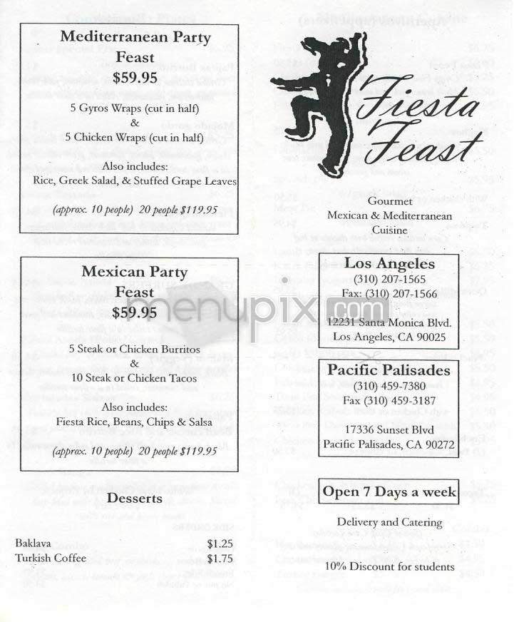 Fiesta Feast - Los Angeles, CA menu_pic