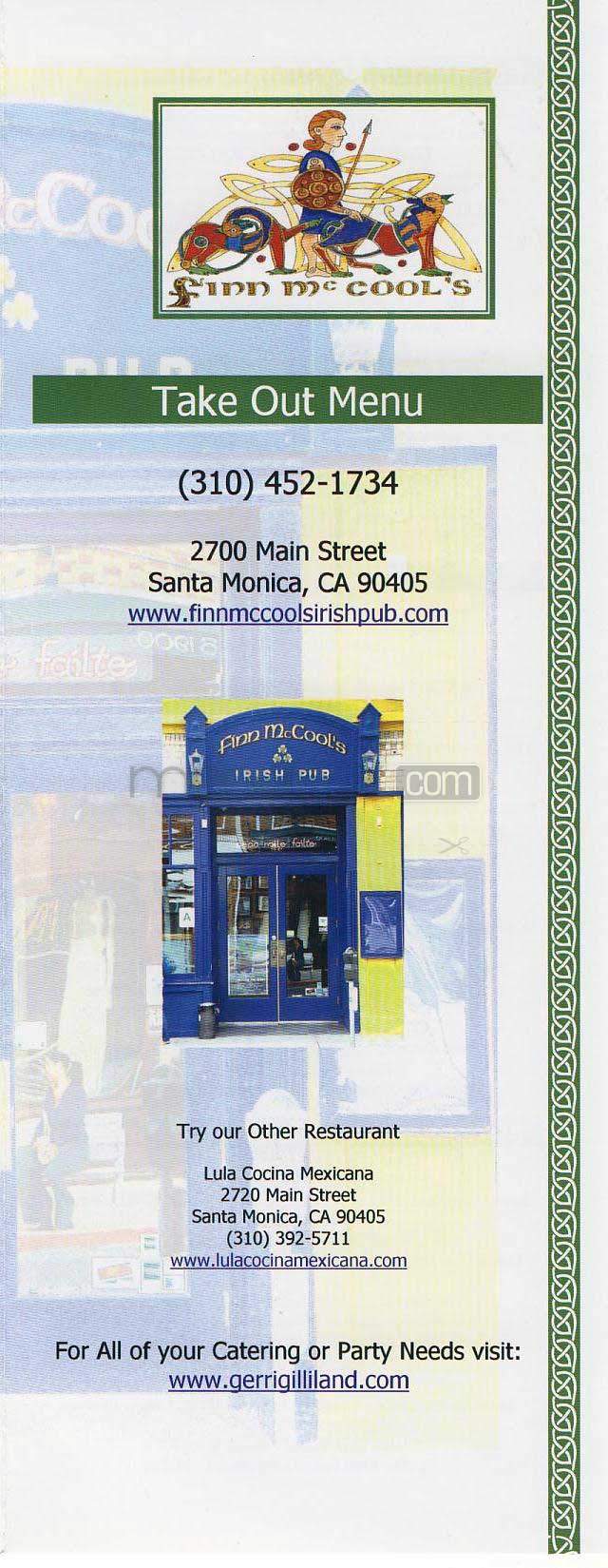 Finn McCool's - Santa Monica, CA menu_pic