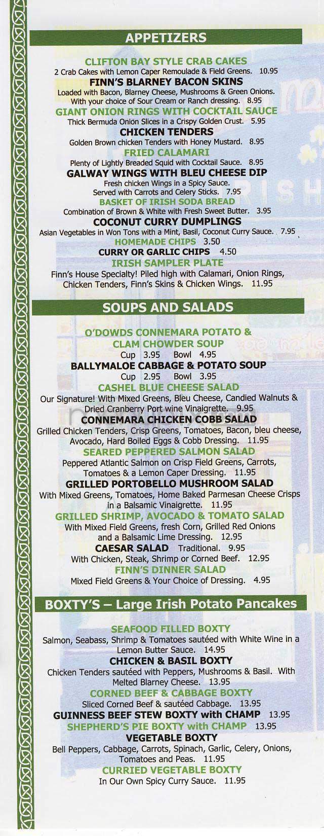 Finn McCool's - Santa Monica, CA menu_pic