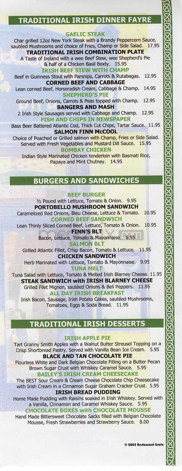 Finn McCool's - Santa Monica, CA menu_pic