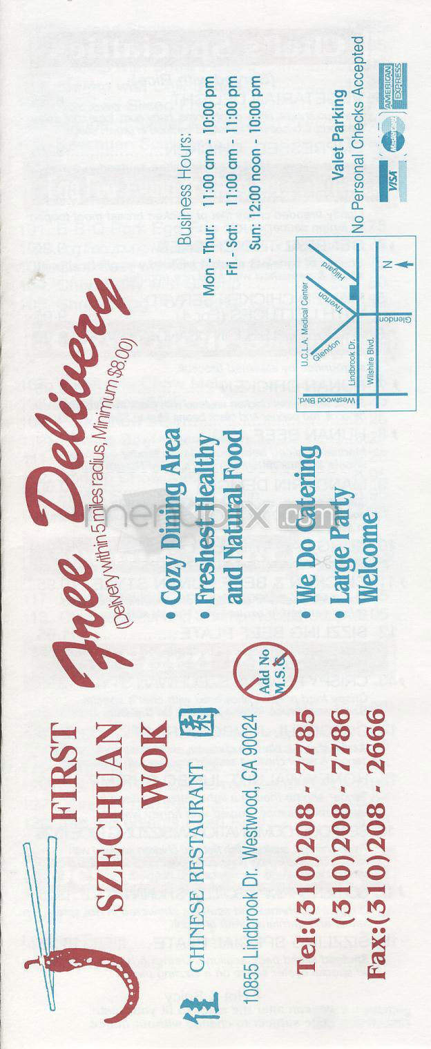 First Szechuan Wok - Los Angeles, CA menu_pic