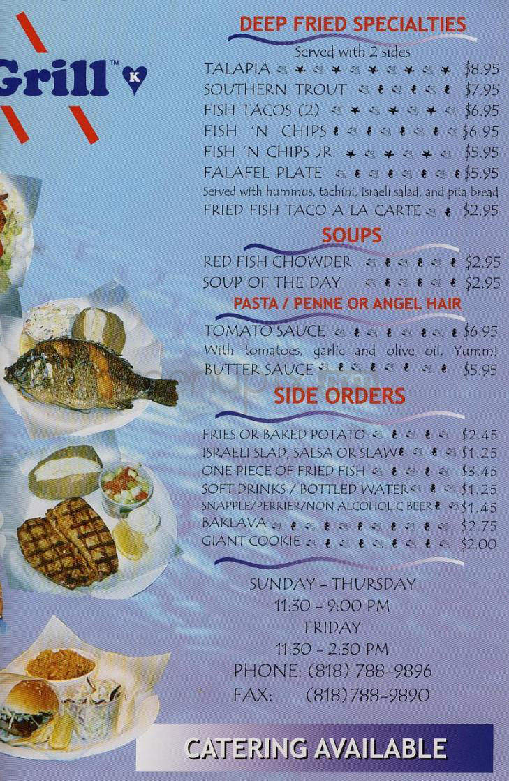 Menu of Fish Grill in Sherman Oaks, CA 91423