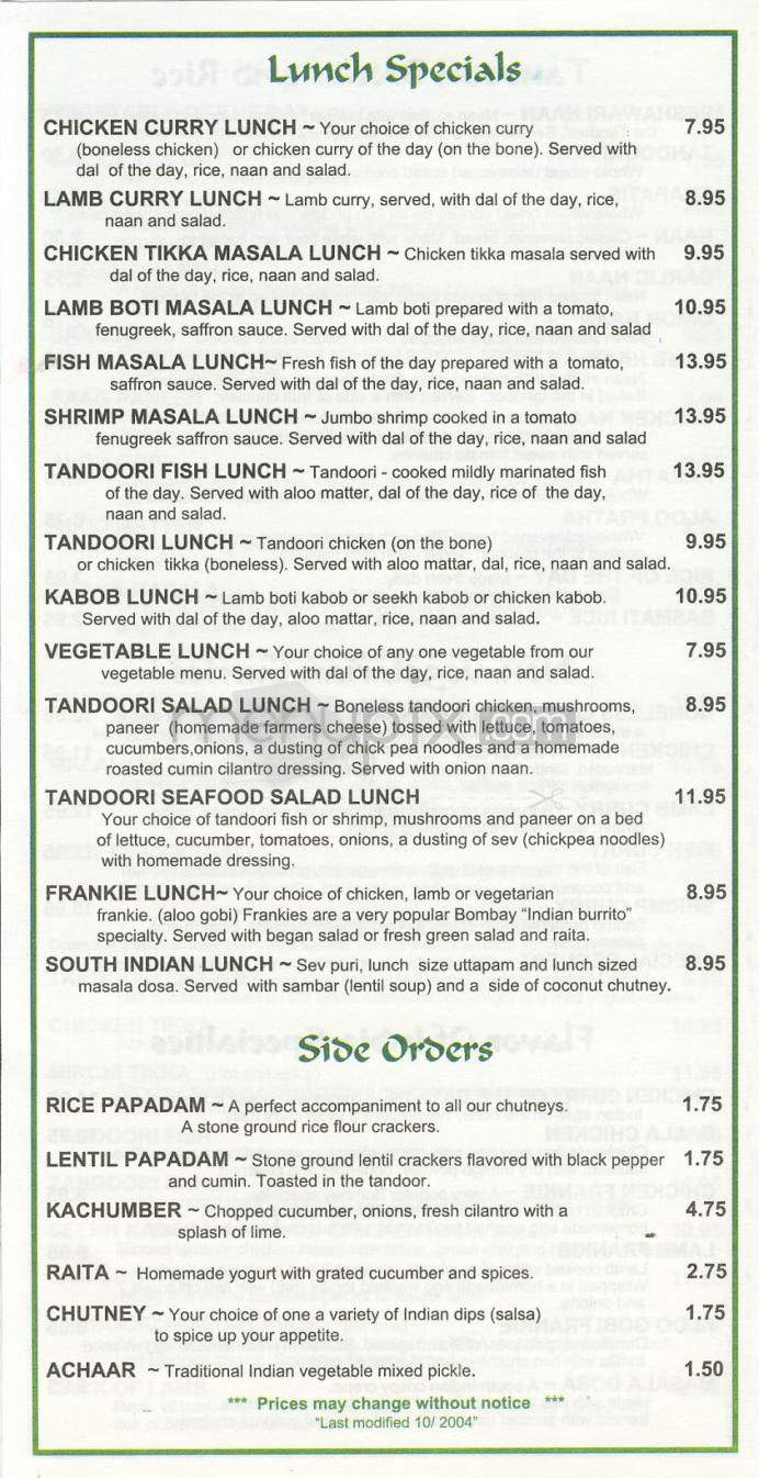 Flavor Of India - East Syracuse, NY menu_pic