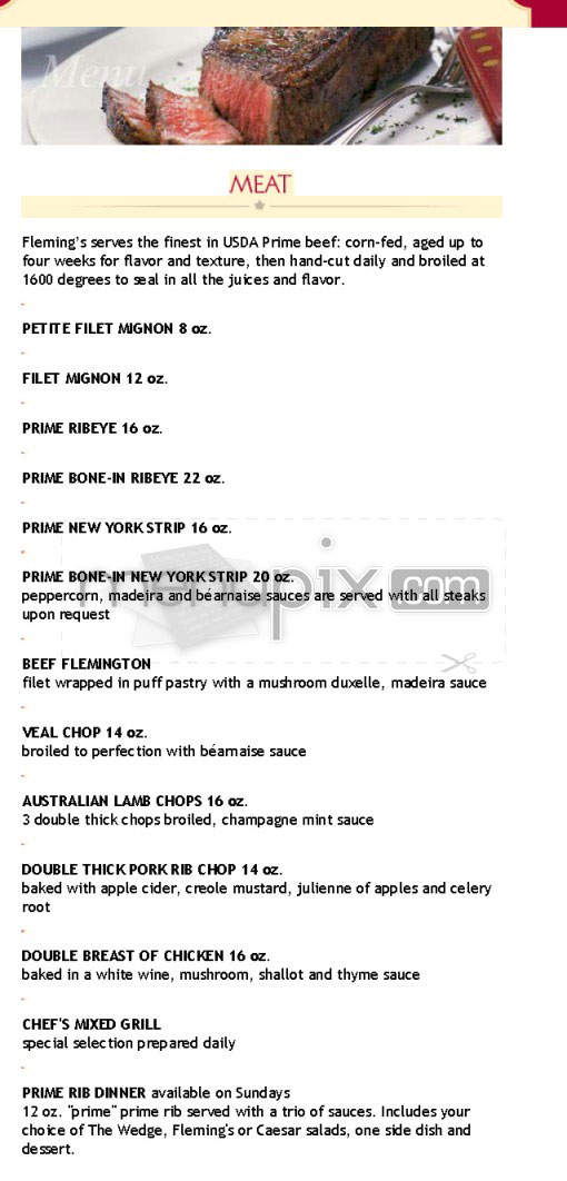 Fleming's - El Segundo, CA menu_pic