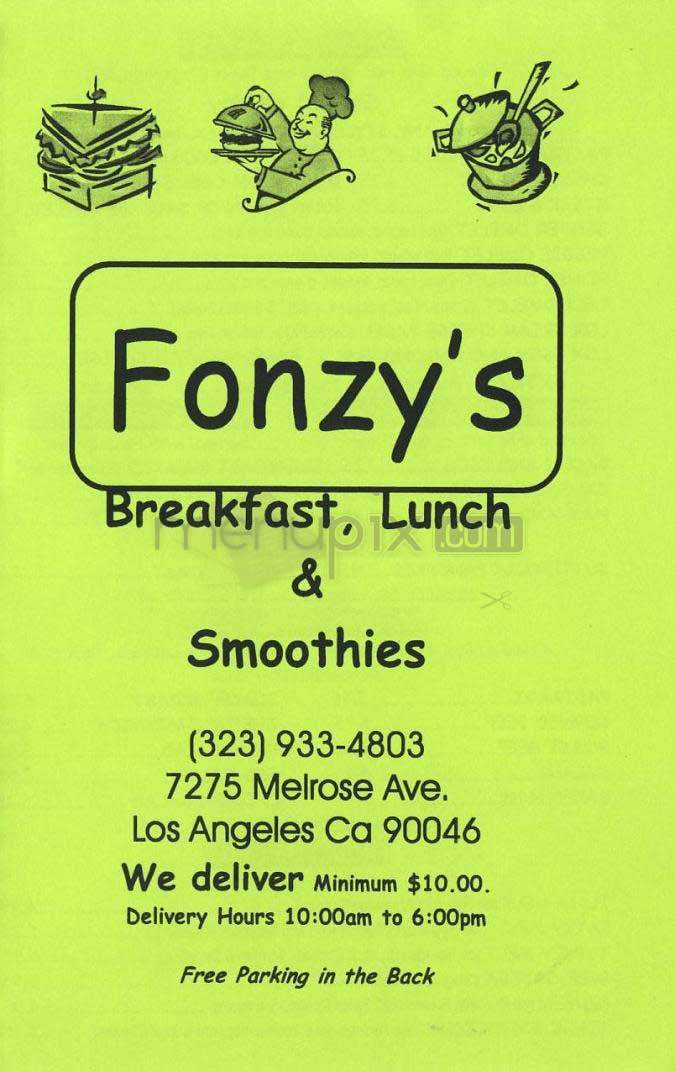 Fonzy's - West Hollywood, CA menu_pic