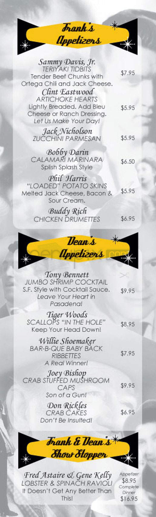 Frank & Dean's Restaurant - Pasadena, CA menu_pic